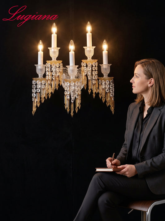 Gold and crystal wall light