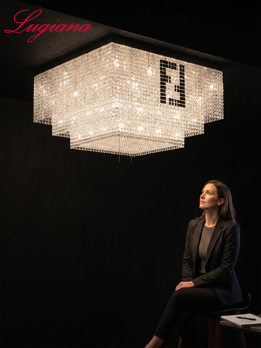 Rectangular Crystal Flush Mount Light