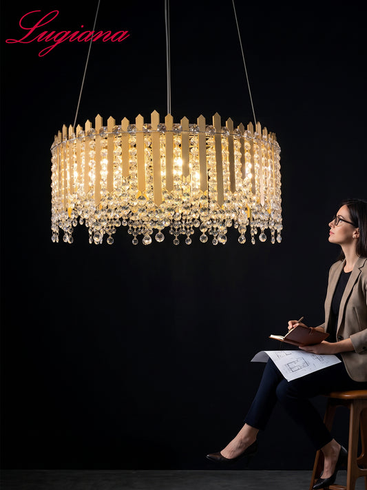 Round Gold Crystal Chandelier