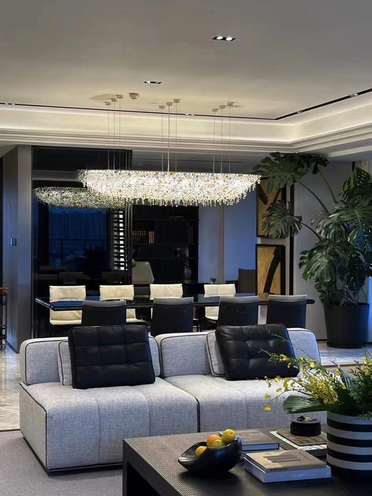 Modern Rectangular Crystal Chandelier