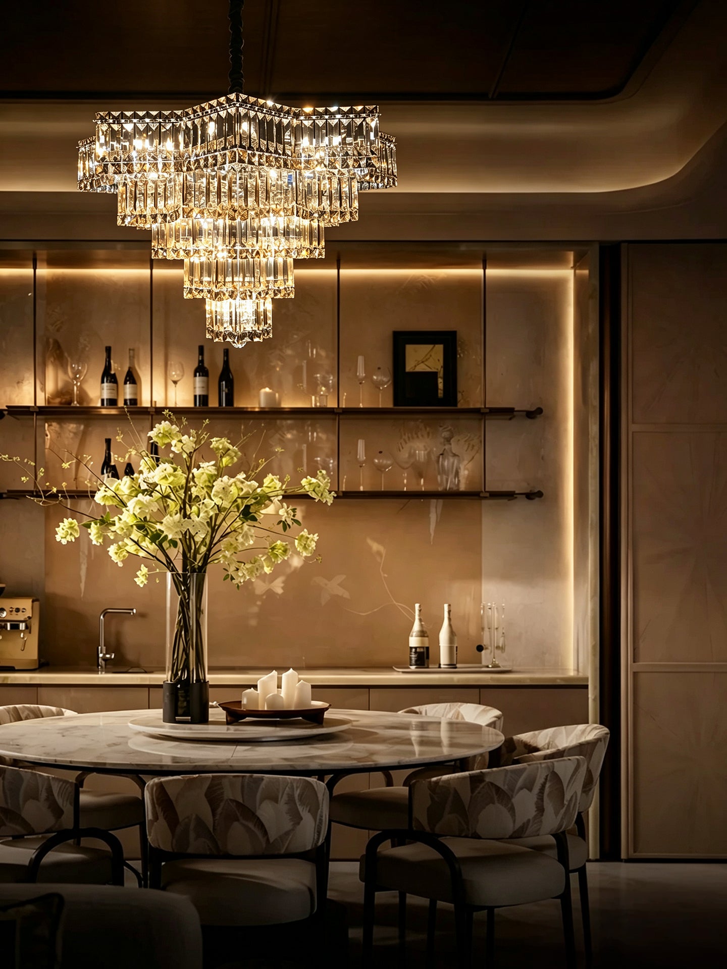 Star Cascading Crystal Chandelier for Villa High Ceiling