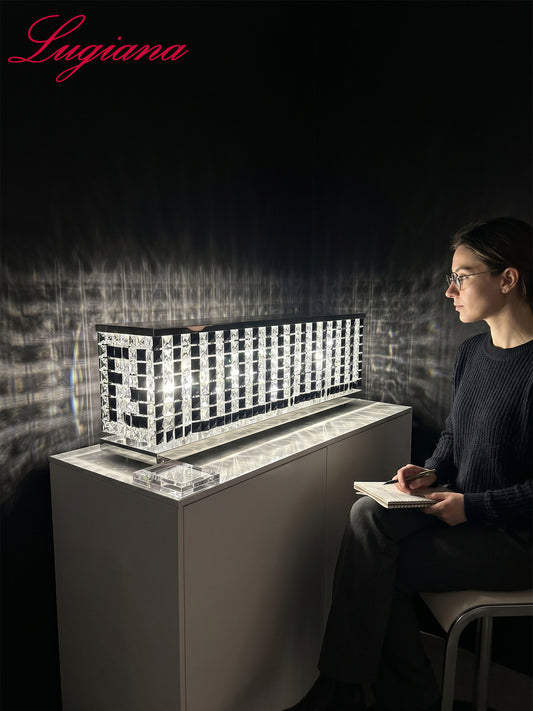 Rectangular Black & Clear Crystal Vanity Light