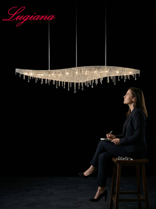 Wavy Linear Crystal Chandelier