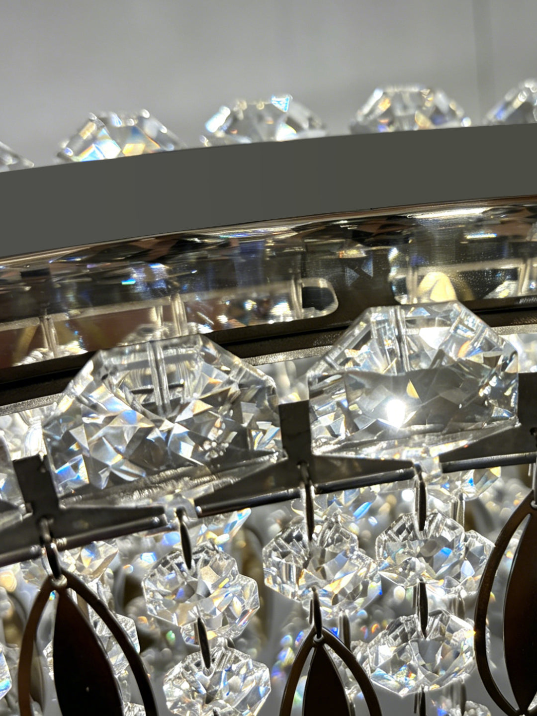 Round Two-Tier Gold Crystal Chandelier