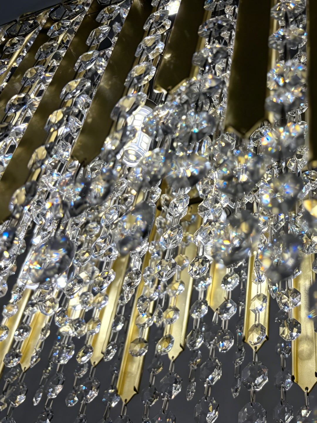 Linear Gold Crystal Kitchen Island Chandelier