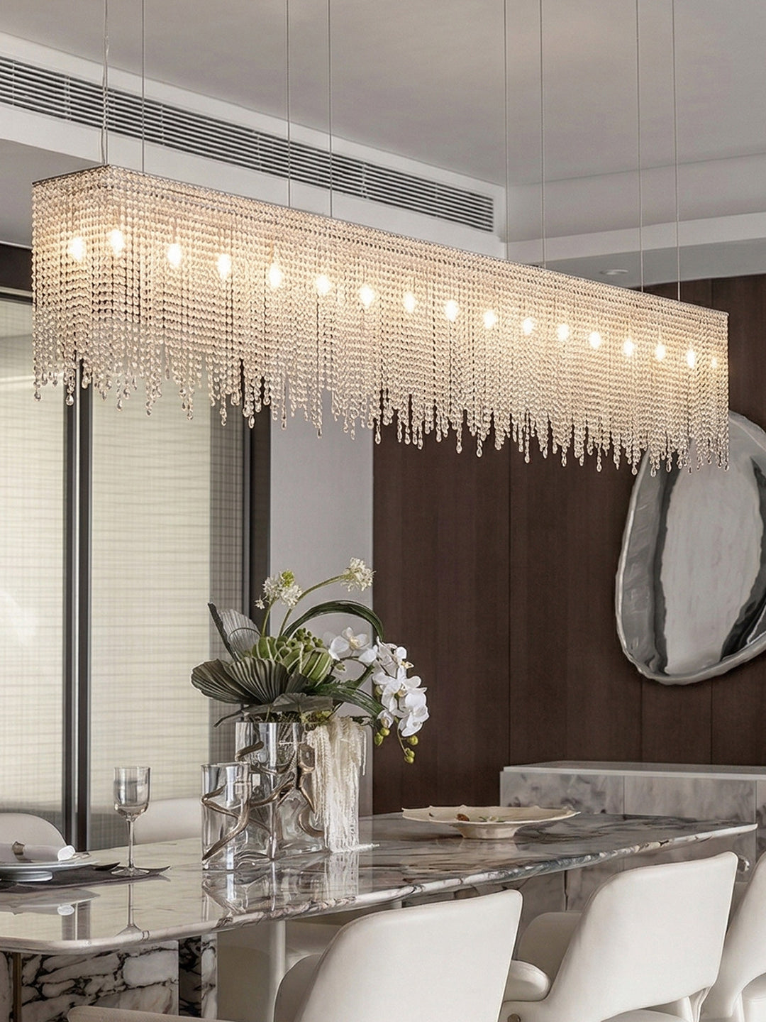 Modern Clear Crystal Linear Chandelier