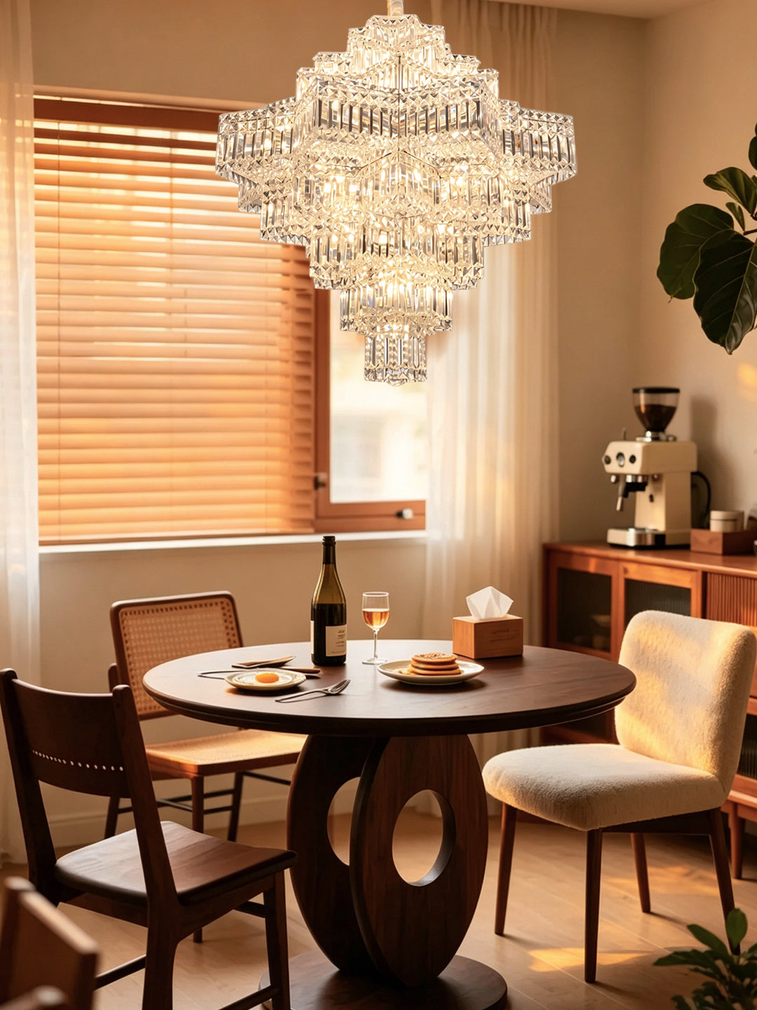 Tiered Pyramid Crystal Chandelier