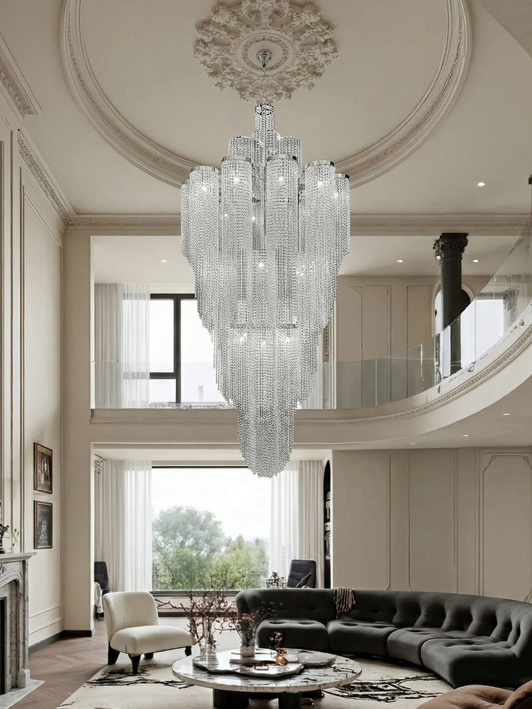 Tiered Crystal Cascade Chandelier