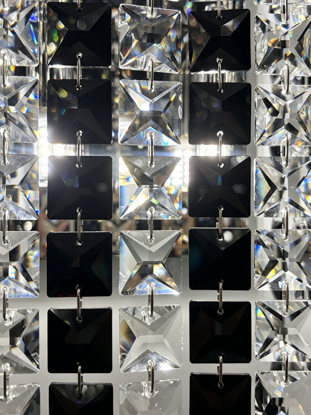 Vertical Black & Clear Crystal Wall Sconce
