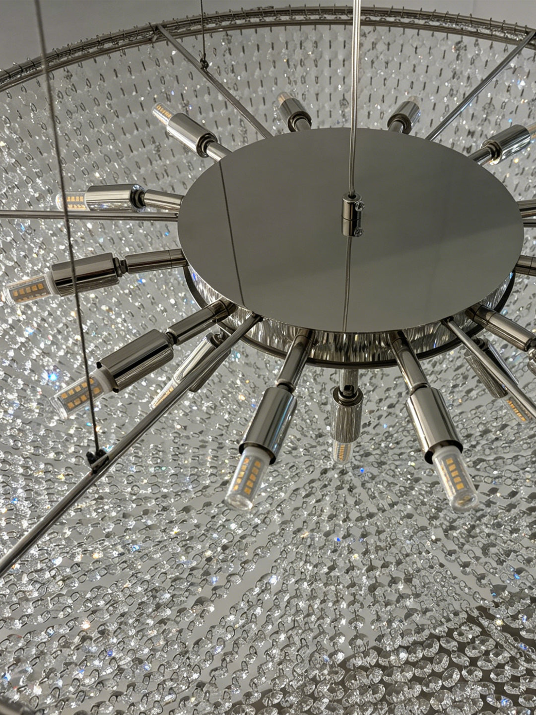 European Style Blue Beaded Bowl Chandelier