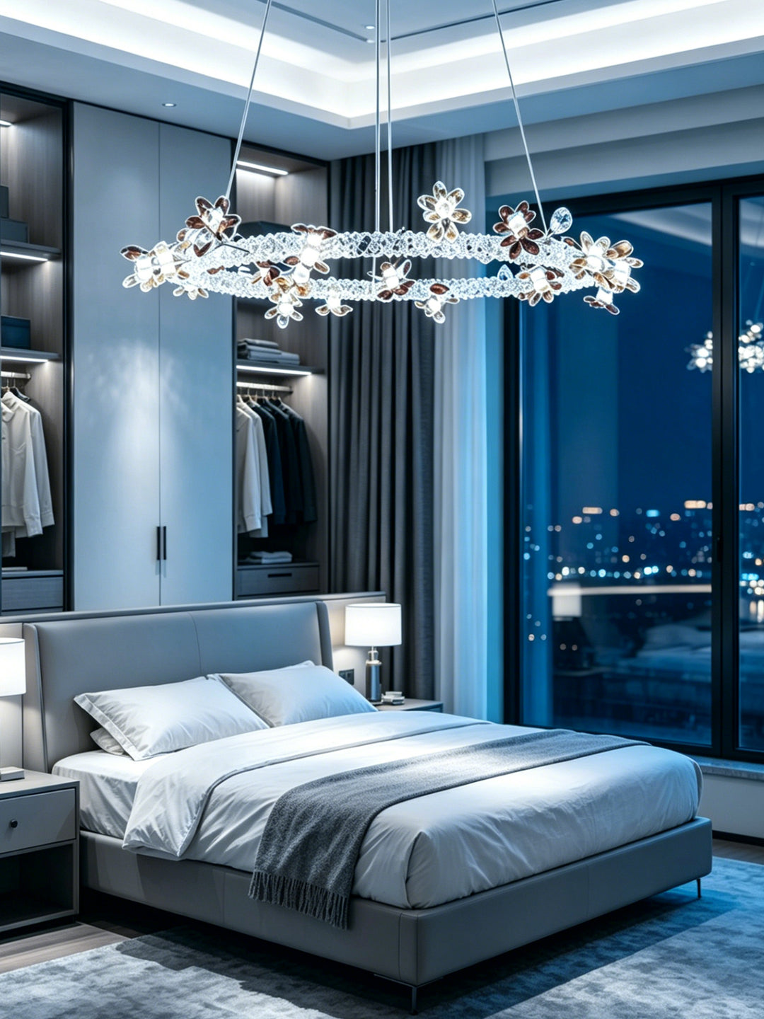 Floral Crystal Ring Chandelier
