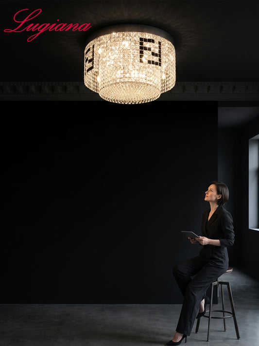 Round Clear Crystal Flush Mount Ceiling Light