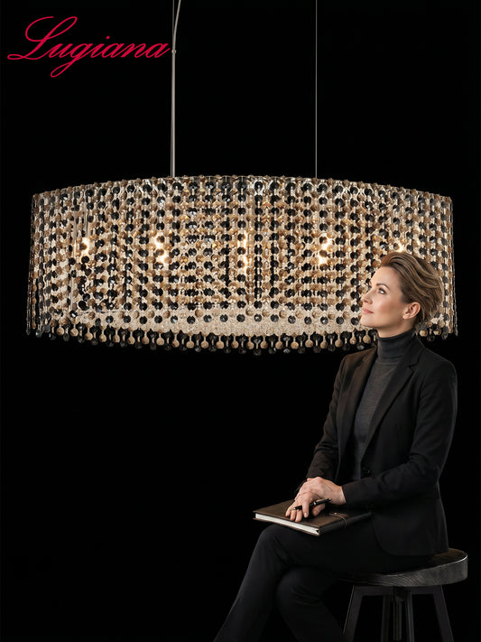 Gold-Tone Oval Crystal Chandelier