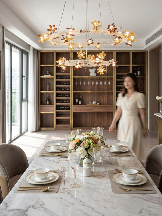 Double Tier Floral Crystal Chandelier