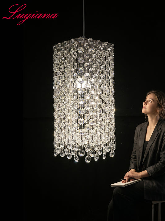 Cylindrical Crystal Pendant Light