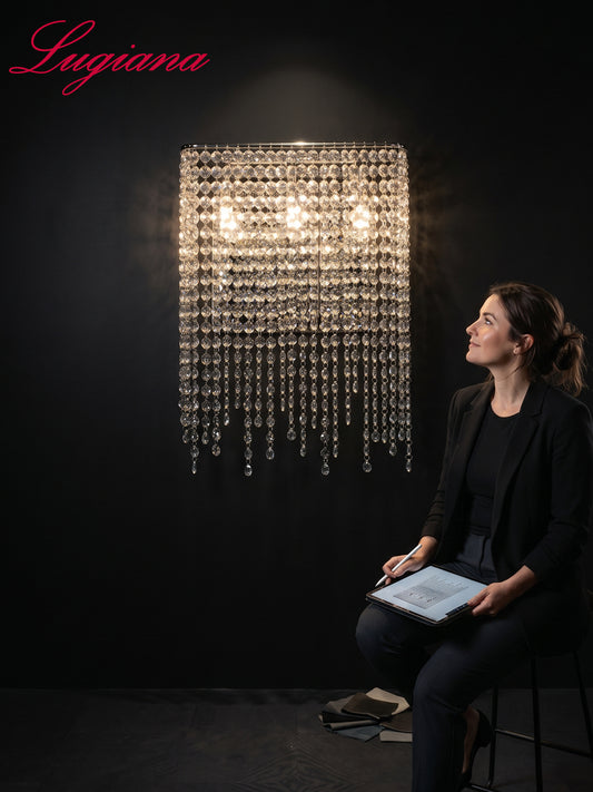 Rectangular Crystal Waterfall Chandelier