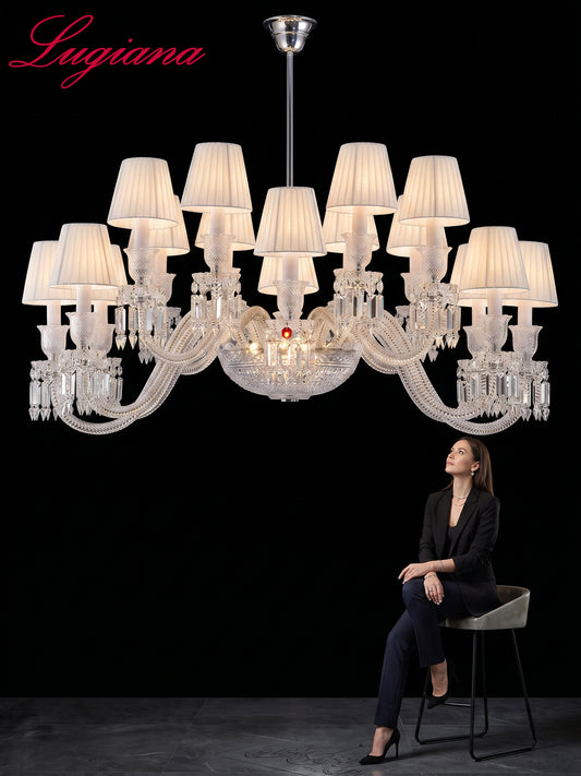 Classic White Shade Crystal Chandelier
