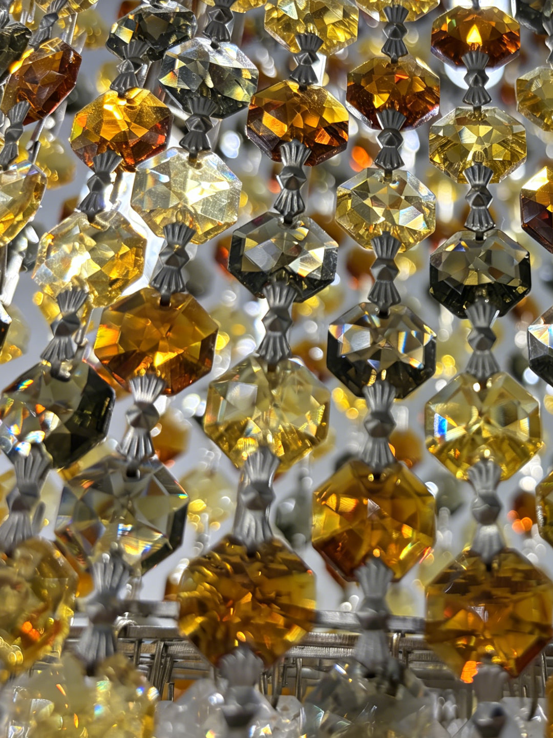 Gold-Tone Cylindrical Crystal Pendant Light