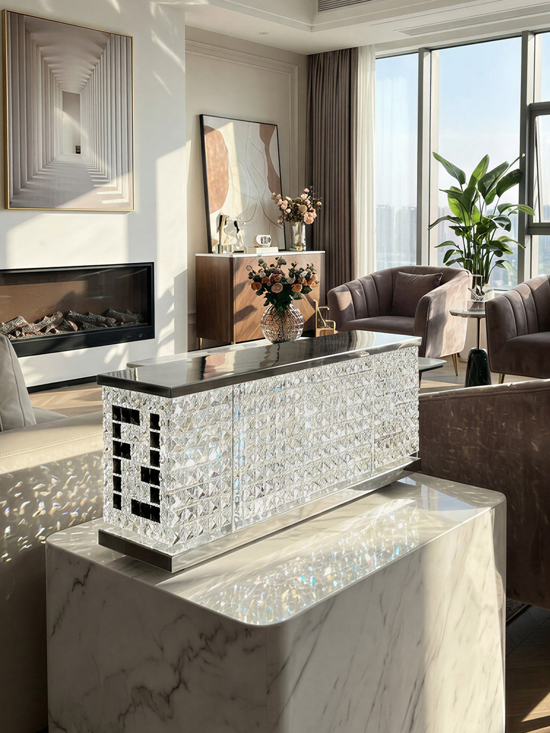 Rectangular Crystal Vanity Light