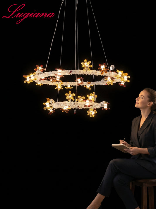 Double Tier Floral Crystal Chandelier