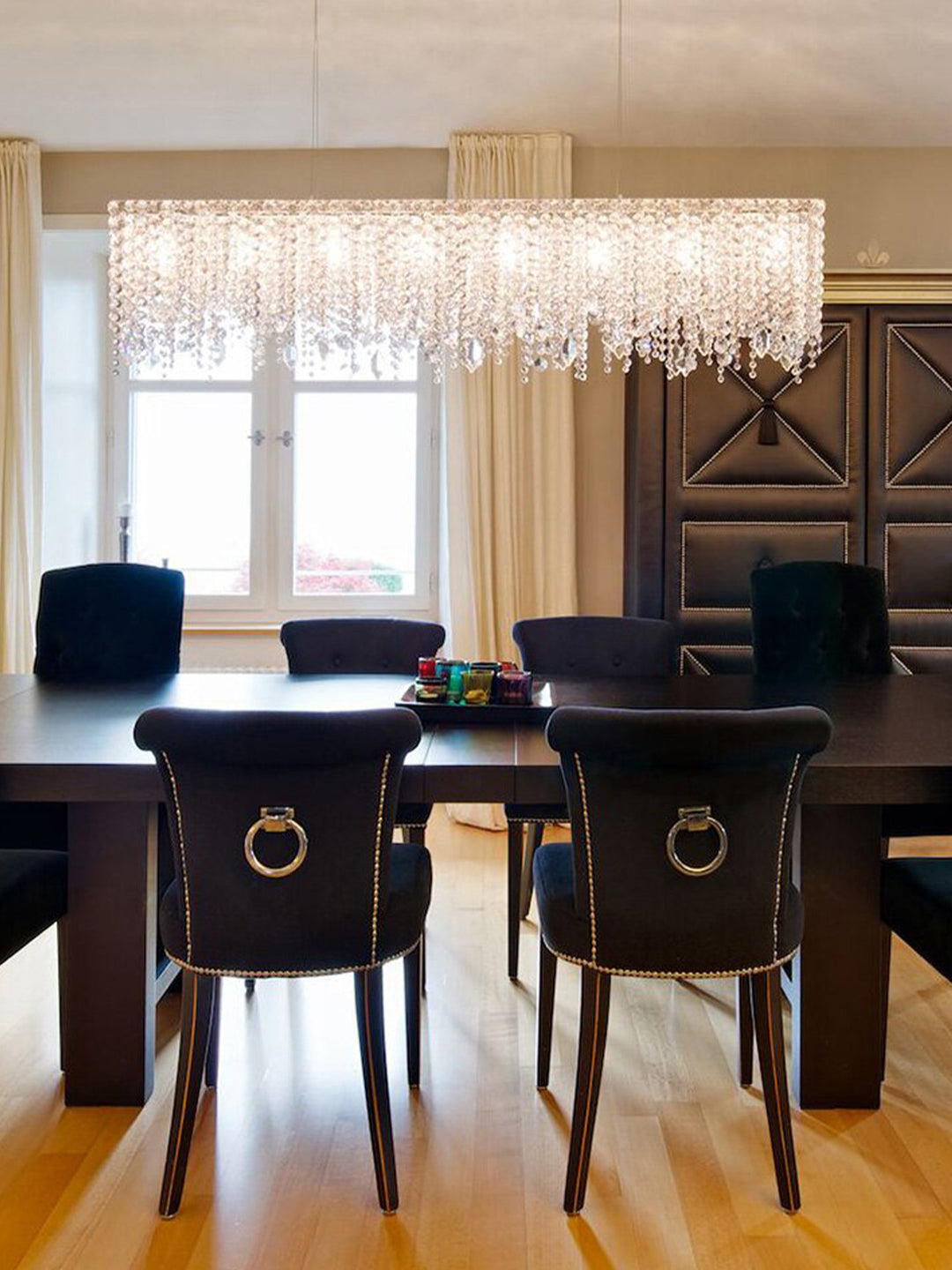 Blue Crystal Linear Chandelier