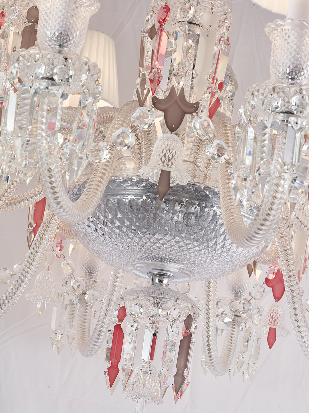 Crystal wall sconce with fabric shade