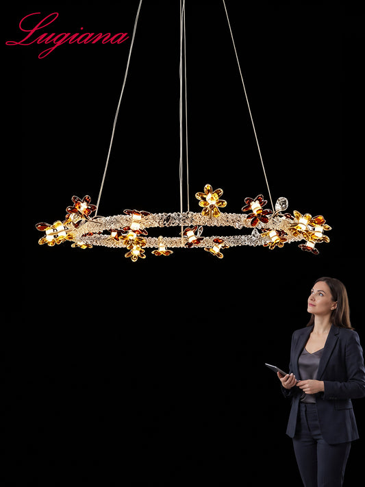 Floral Crystal Ring Chandelier