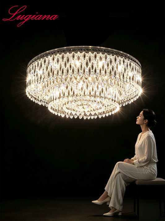 Round Flush Mount Crystal Chandelier