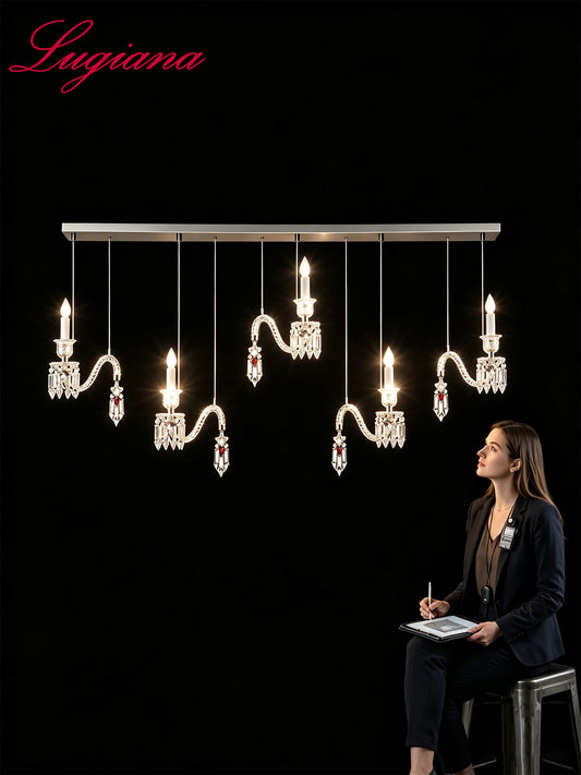 5-Light Linear Crystal Dining Pendant Light