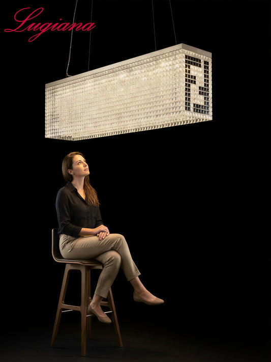 Rectangular Crystal Kitchen Island Pendant