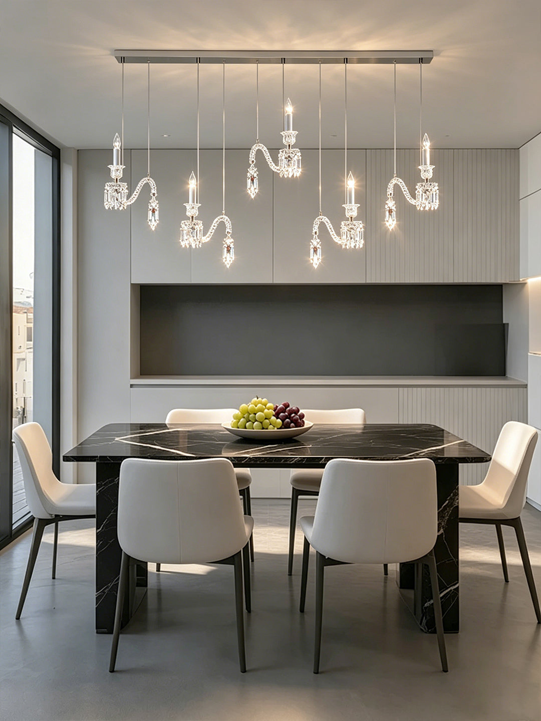 5-Light Linear Crystal Dining Pendant Light