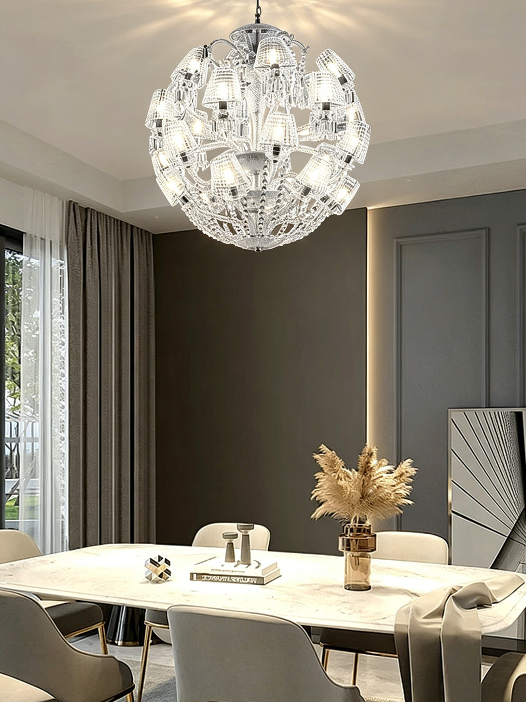 Globe Ball Shape Clear Crystal Chandelier
