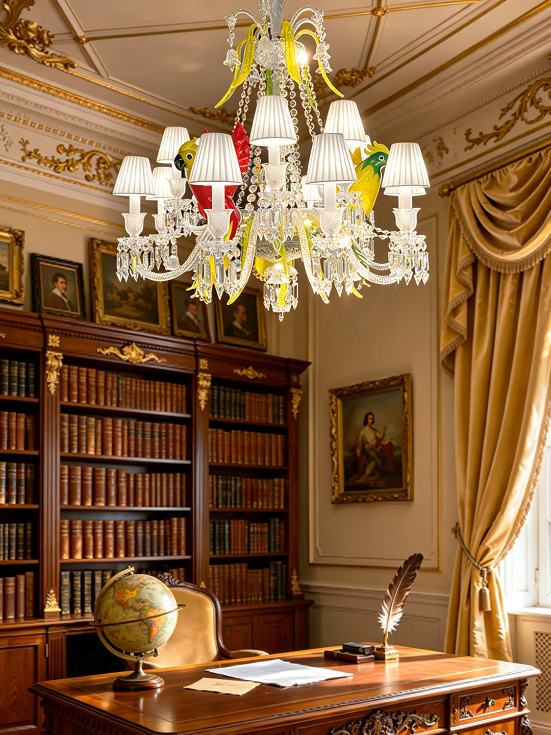 Parrot Decor Colorful Crystal Chandelier