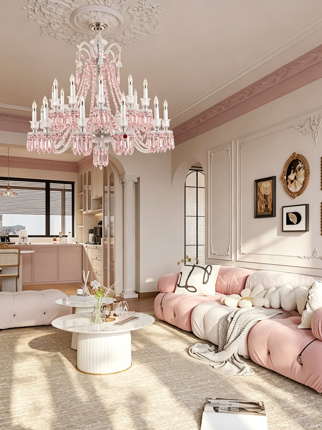 European Vintage Crystal Candelabra Chandelier