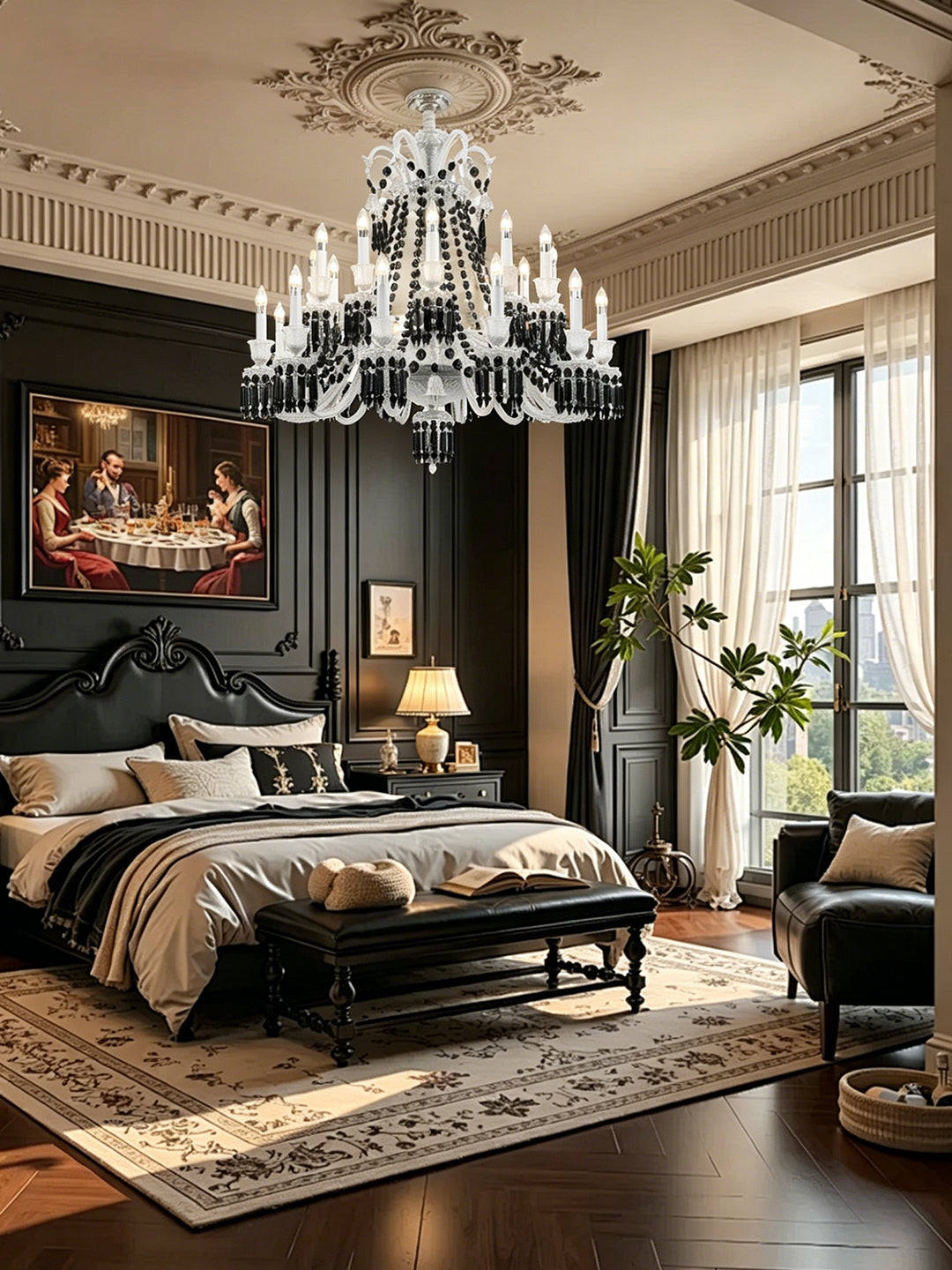 European Vintage Crystal Candelabra Chandelier
