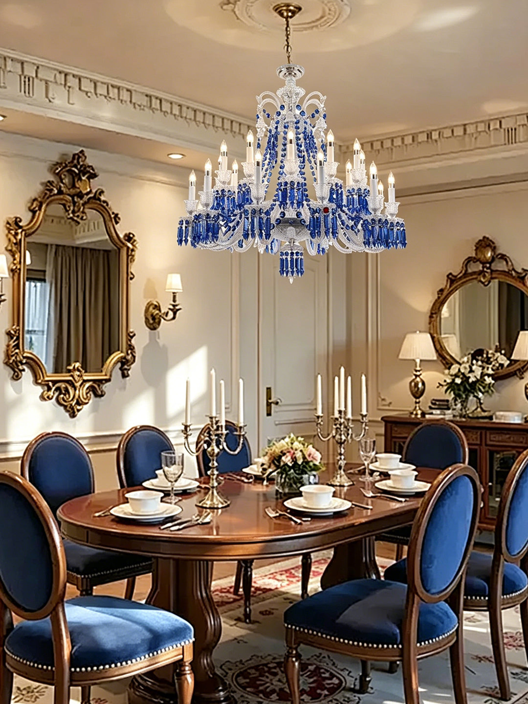 European Vintage Crystal Candelabra Chandelier