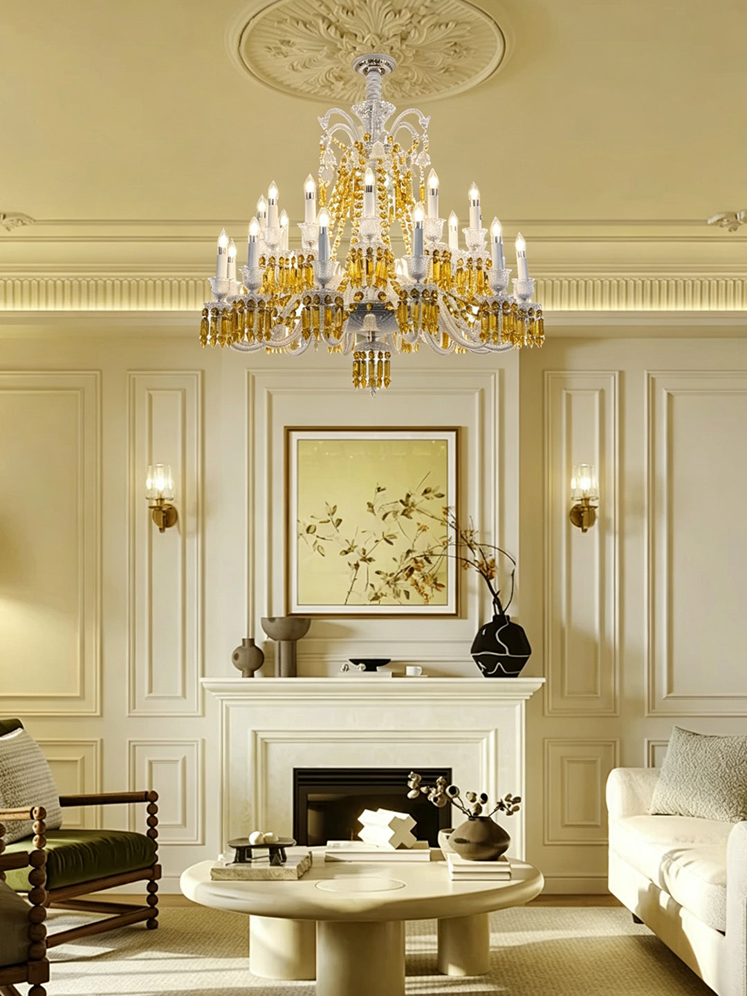 European Vintage Crystal Candelabra Chandelier