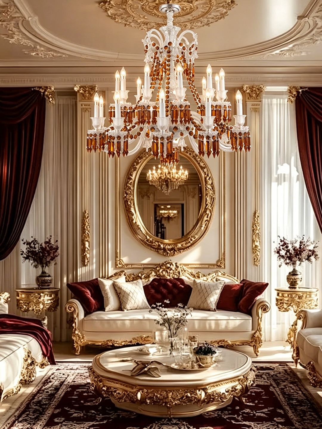 European Vintage Crystal Candelabra Chandelier