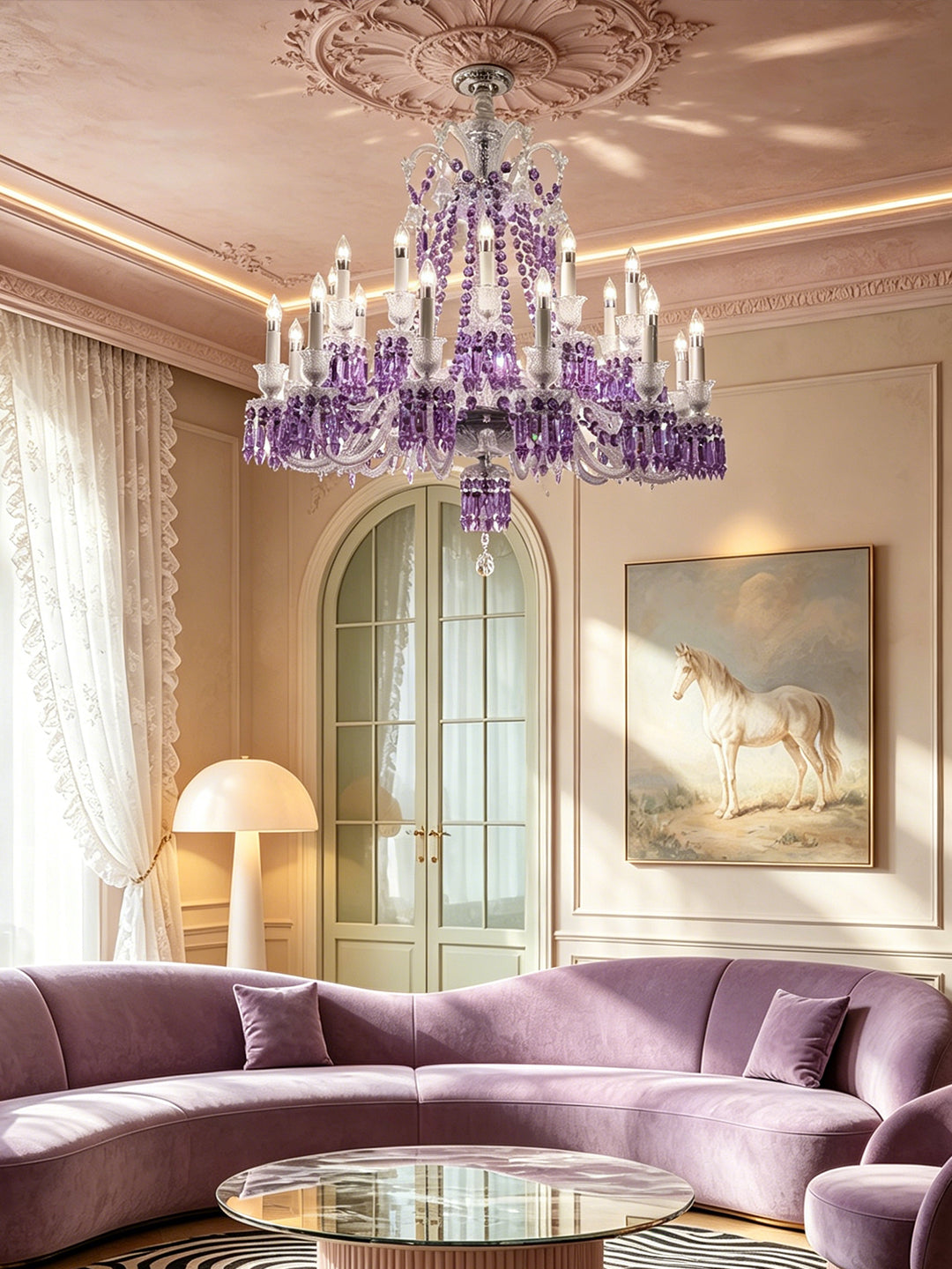 European Vintage Crystal Candelabra Chandelier