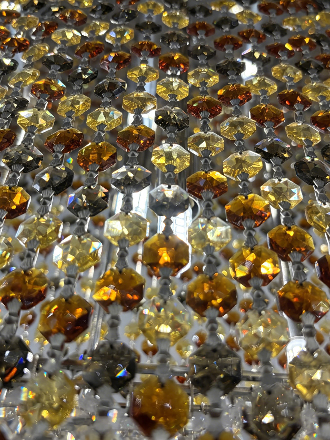 Wave-Shaped Gold Crystal Chandelier