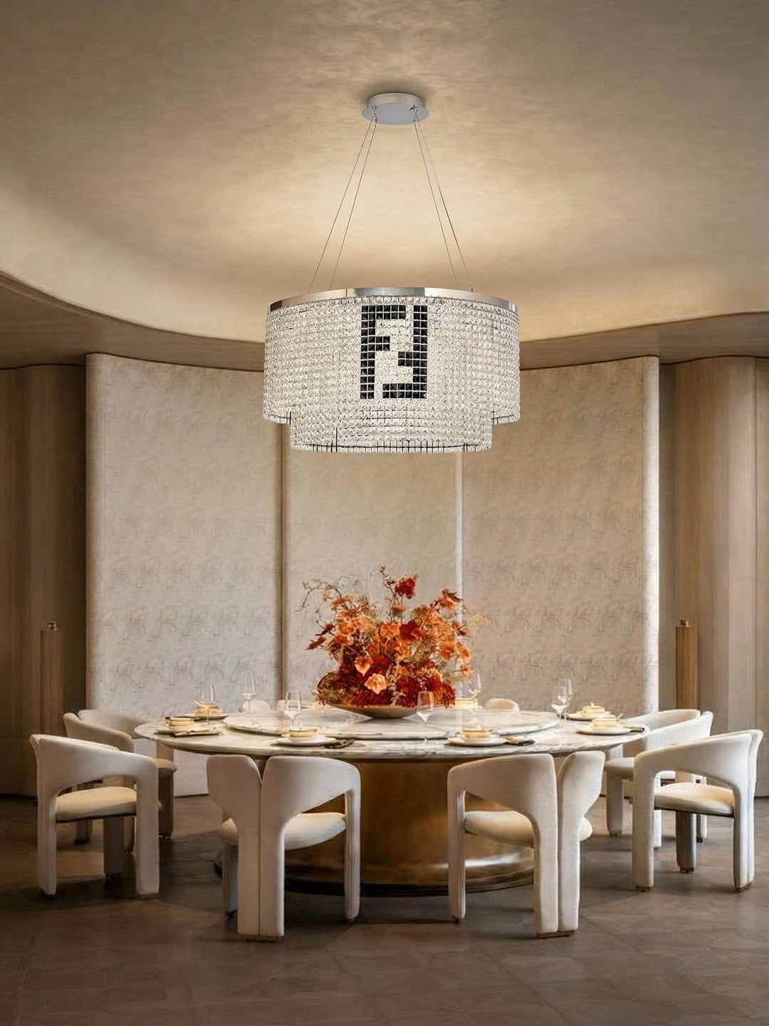 Two-Tier Round Crystal Pendant Light