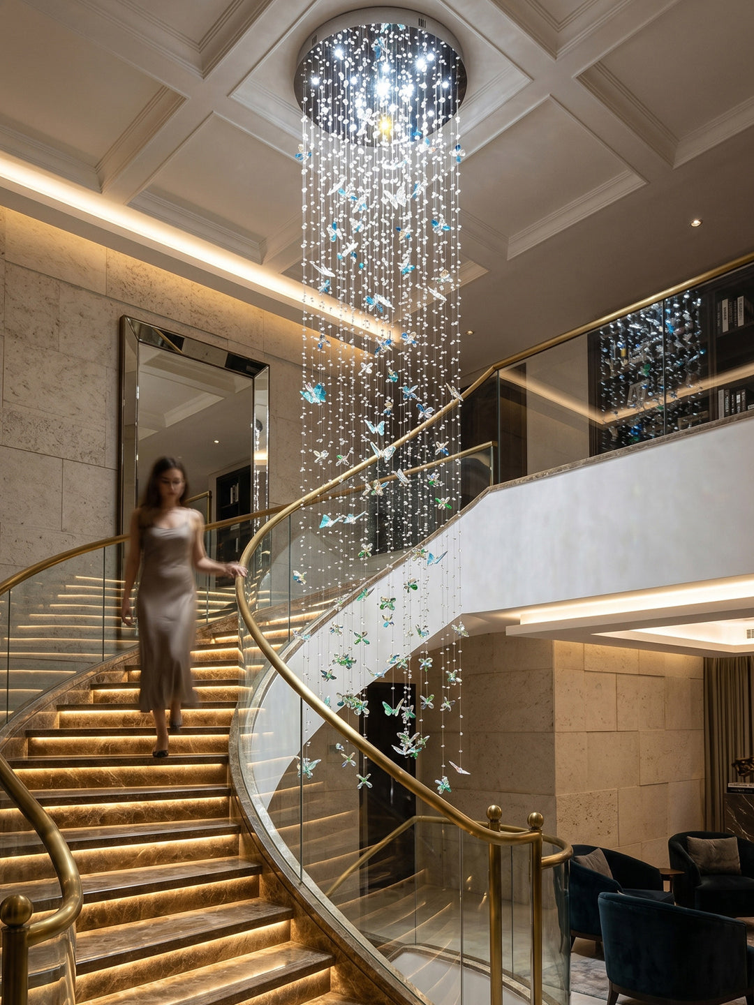 Cascade Crystal Staircase Chandelier