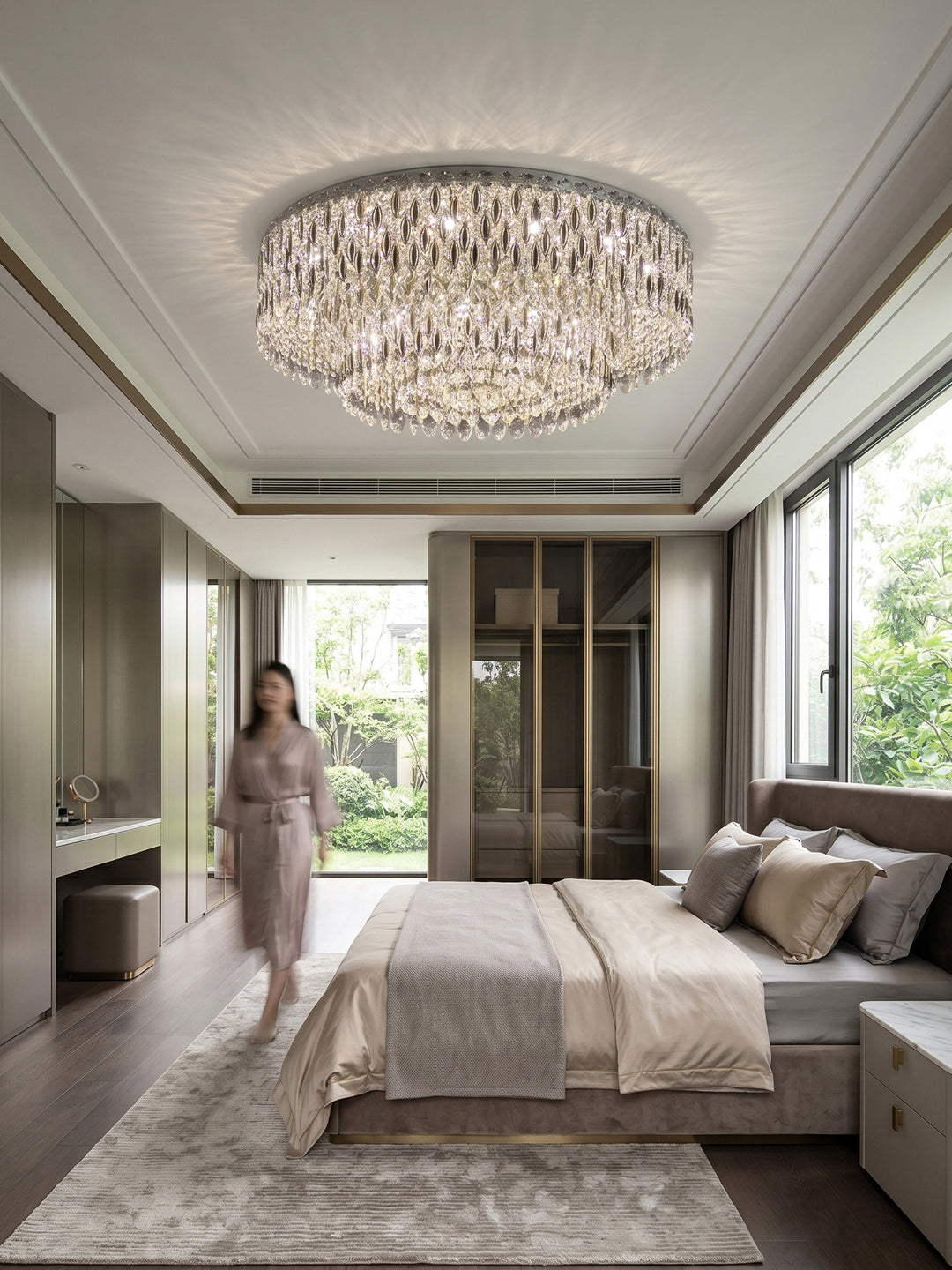 Round Flush Mount Crystal Chandelier