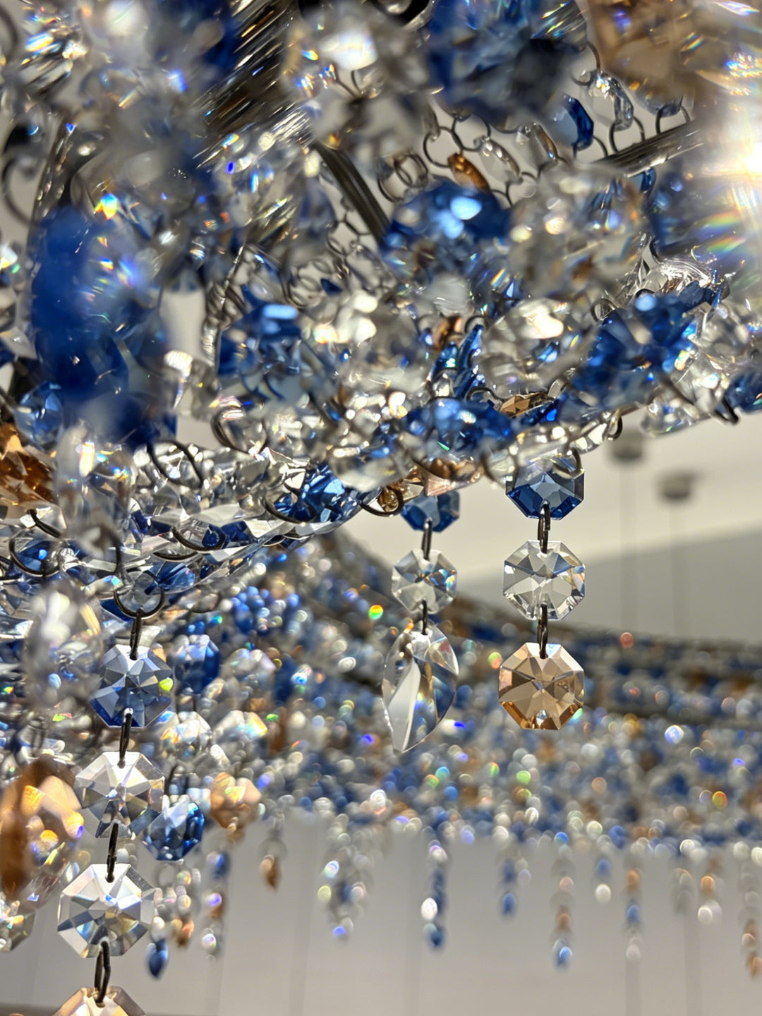 Modern Iridescent Crystal Ring Chandelier