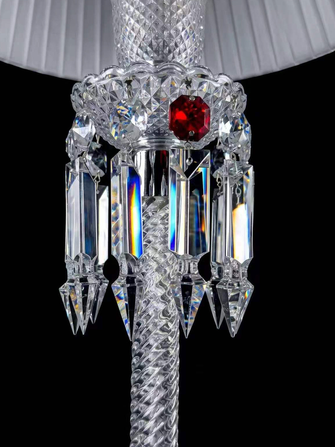 Black & White Pleated Shade Crystal Table Lamp