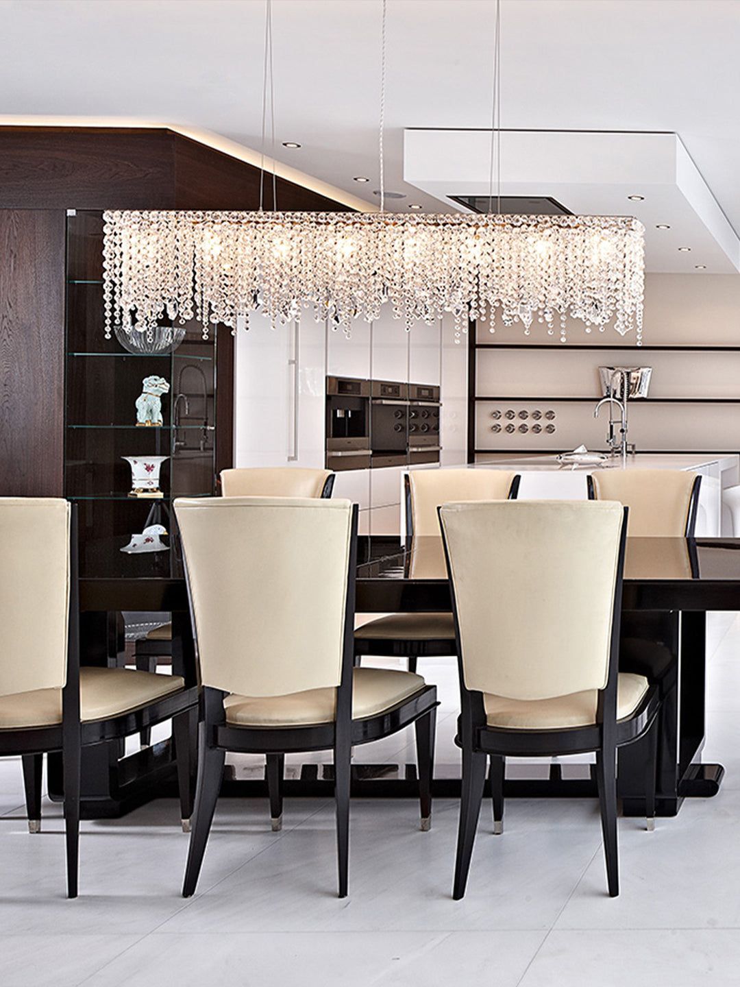 Blue Crystal Linear Chandelier