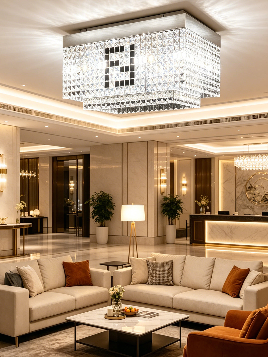 Rectangular Crystal Flush Mount Light