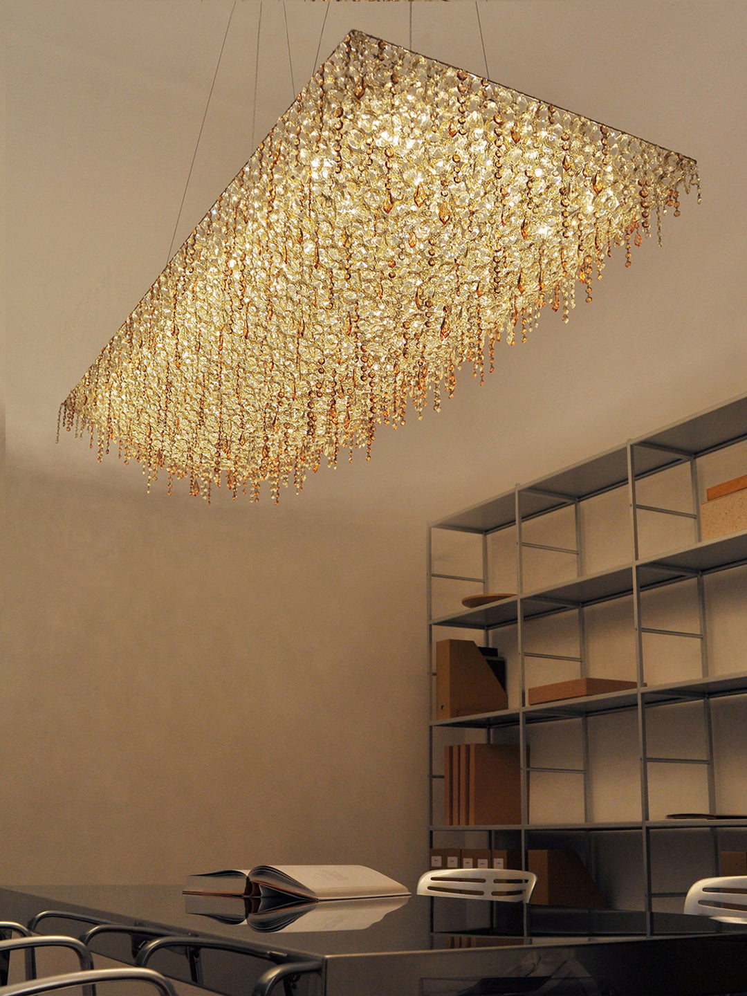Modern Rectangular Crystal Chandelier