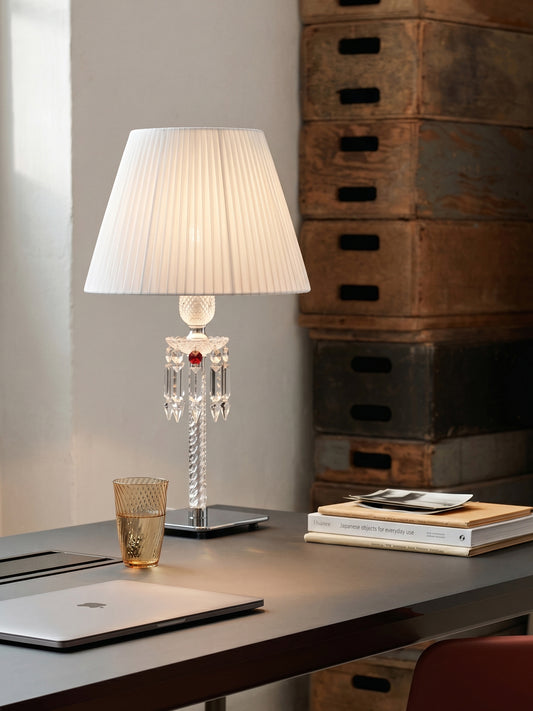 Black & White Pleated Shade Crystal Table Lamp