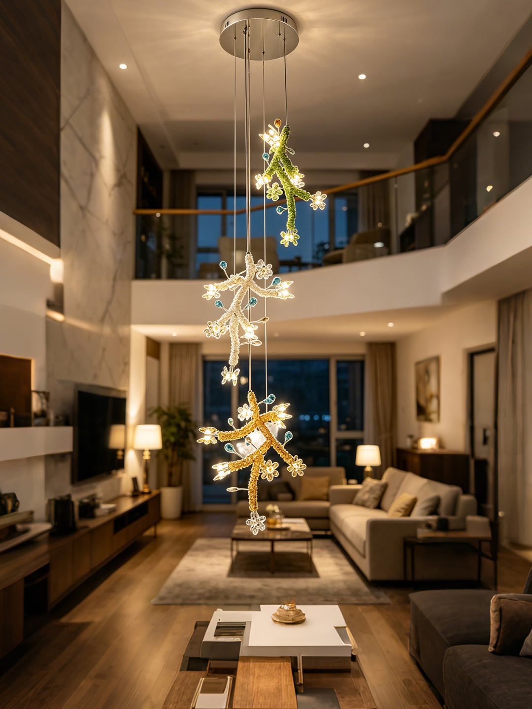 Vertical Tiered Tree Branch Pendant Light